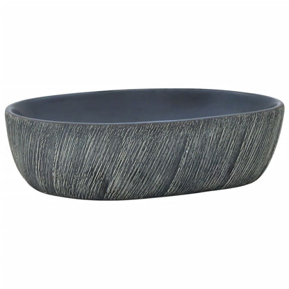 Lavabo da Appoggio Nero e Grigio Ovale 47x33x13 cm Ceramica - homemem39