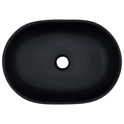 Lavabo da Appoggio Nero e Grigio Ovale 47x33x13 cm Ceramica - homemem39