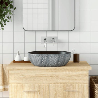 Lavabo da Appoggio Nero e Grigio Ovale 47x33x13 cm Ceramica - homemem39