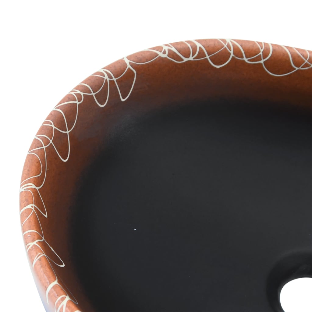 Lavabo da Appoggio Nero e Arancione Ovale 47x33x13 cm Ceramica - homemem39
