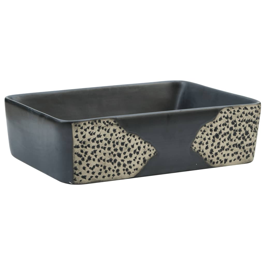 Lavabo da Appoggio Nero Rettangolare 46x35,5x13 cm Ceramica - homemem39