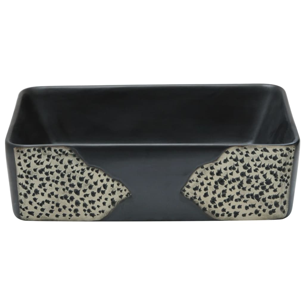 Lavabo da Appoggio Nero Rettangolare 46x35,5x13 cm Ceramica - homemem39