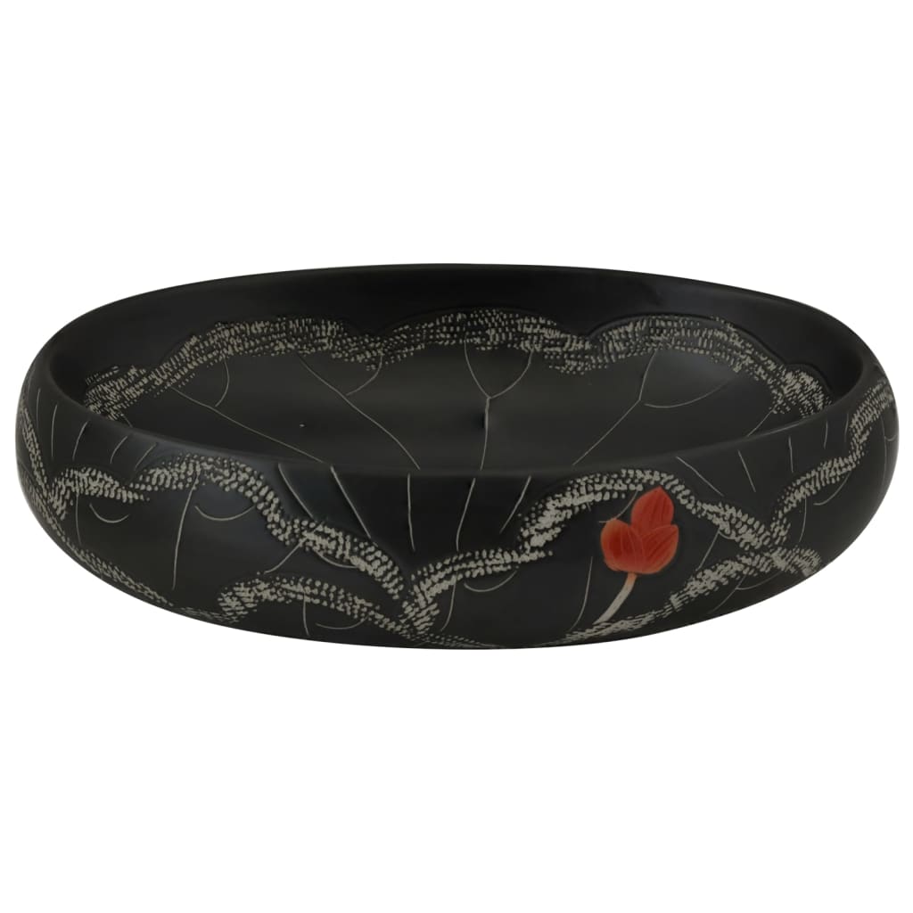 Lavabo da Appoggio Nero Ovale 59x40x15 cm Ceramica - homemem39