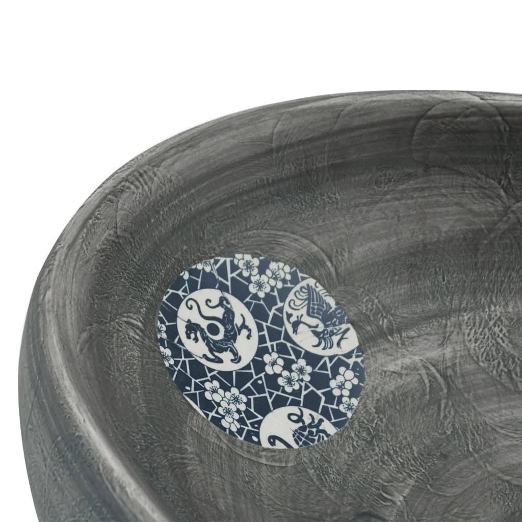Lavabo da Appoggio Grigio Ovale 59x40x15 cm Ceramica - homemem39