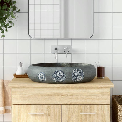 Lavabo da Appoggio Grigio Ovale 59x40x15 cm Ceramica - homemem39