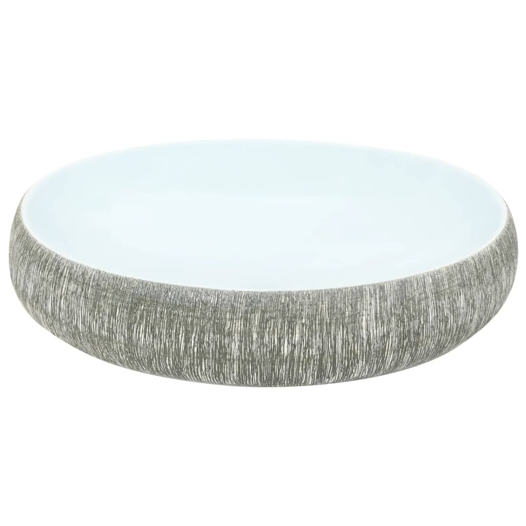 Lavabo da Appoggio Grigio e Blu Ovale 59x40x15 cm Ceramica - homemem39