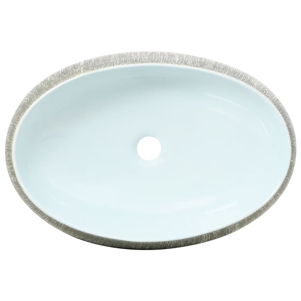 Lavabo da Appoggio Grigio e Blu Ovale 59x40x15 cm Ceramica - homemem39