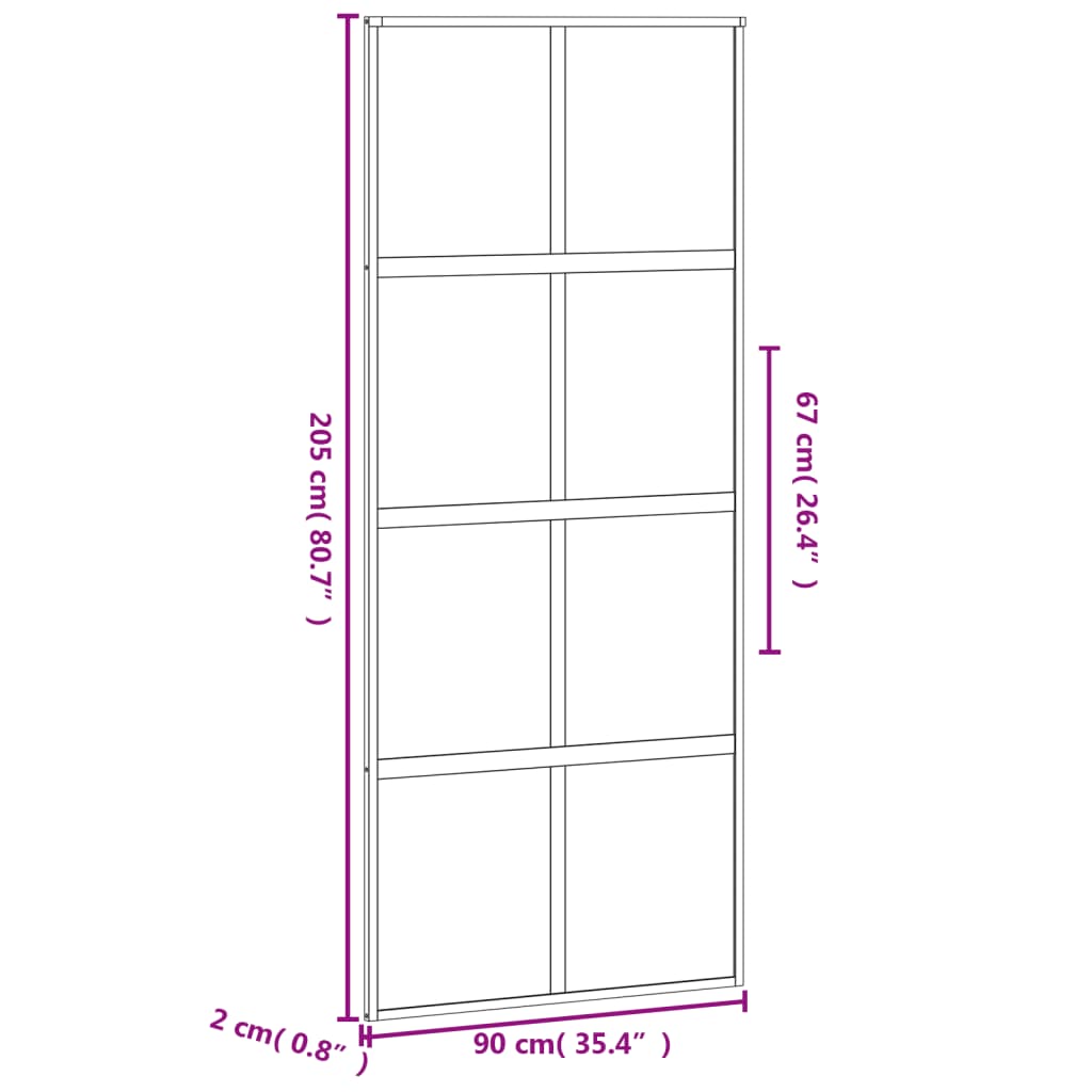 Porta Scorrevole Nera 90x205 cm in Vetro Temperato e Alluminio - homemem39