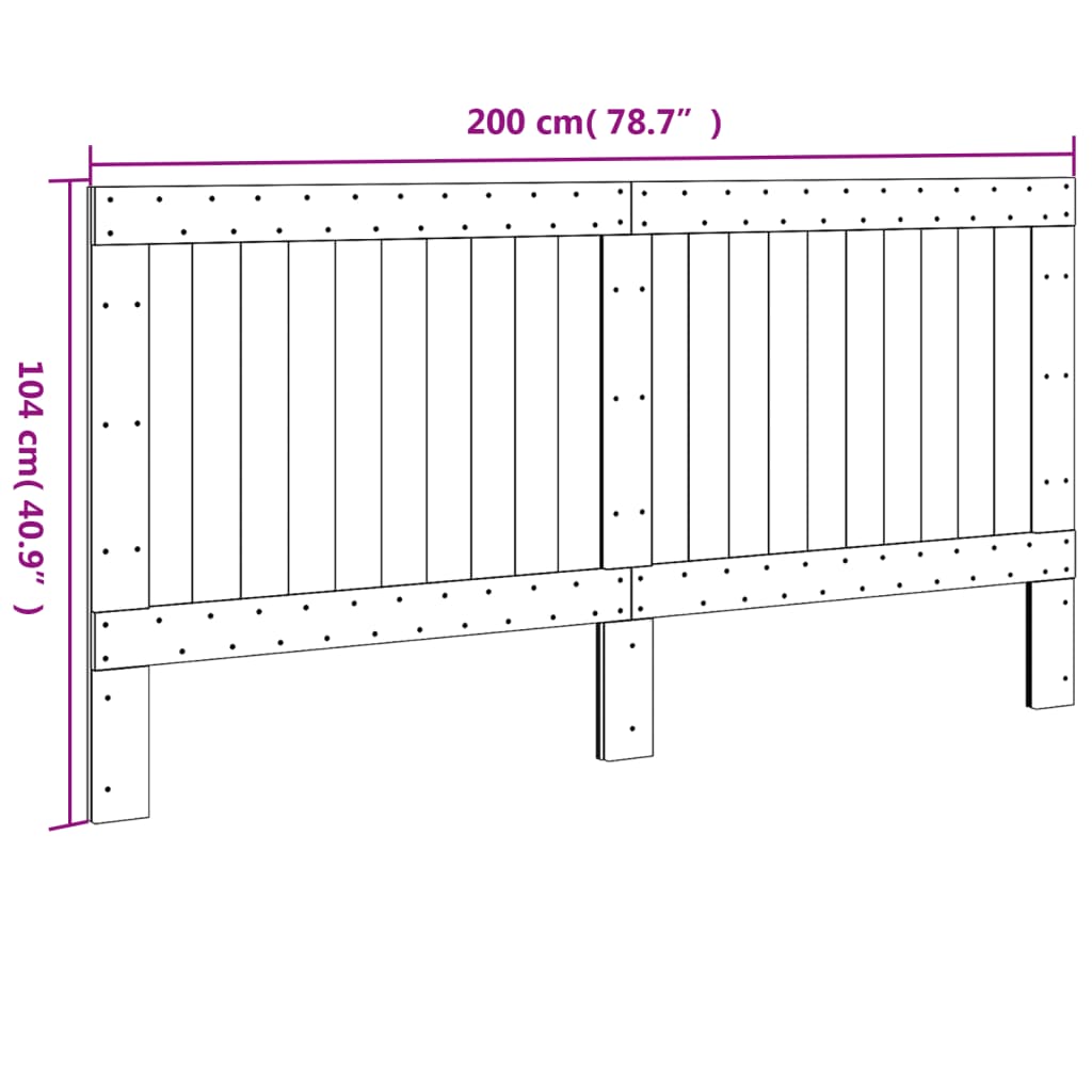 Testiera 200x104 cm in Legno Massello di Pino - homemem39