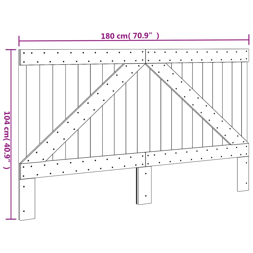 Testiera 180x104 cm in Legno Massello di Pino - homemem39