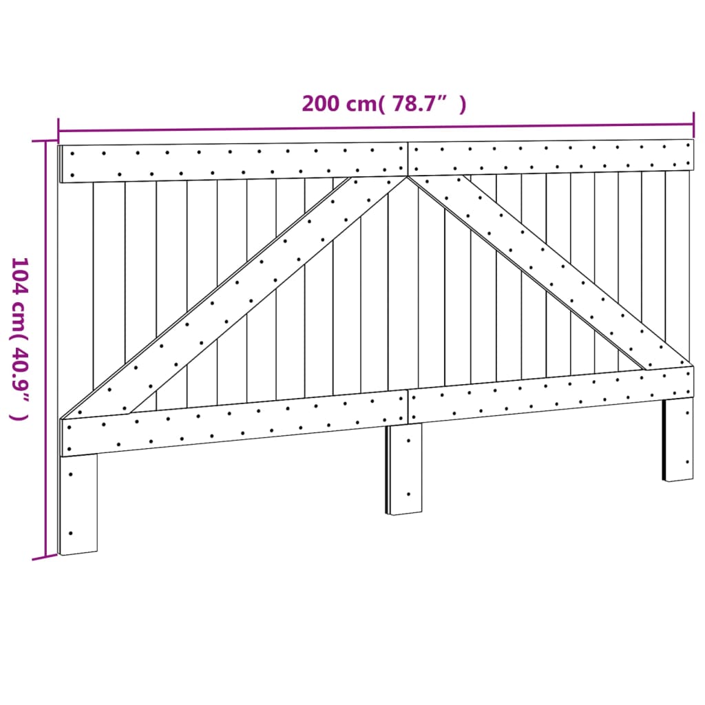 Testiera 200x104 cm in Legno Massello di Pino - homemem39