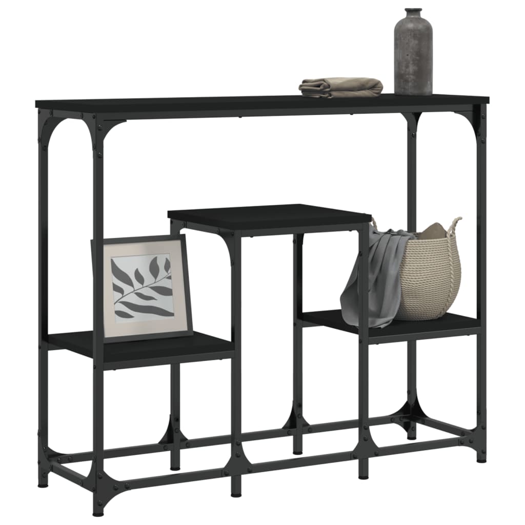 Tavolino Consolle Nero 89,5x28x76 cm in Legno Multistrato - homemem39