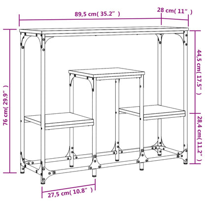 Tavolino Consolle Nero 89,5x28x76 cm in Legno Multistrato - homemem39