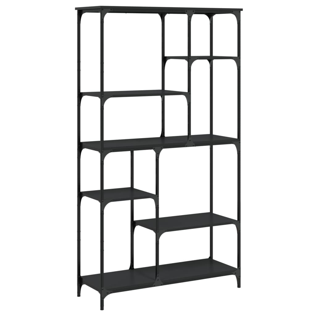 Libreria Nera 99x35,5x176 cm in Legno Multistrato e Acciaio - homemem39