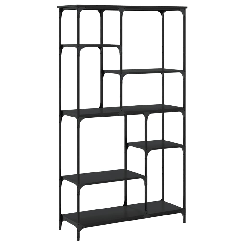 Libreria Nera 99x35,5x176 cm in Legno Multistrato e Acciaio - homemem39