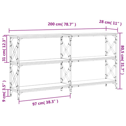 Tavolino Consolle Nero 200x28x80,5 cm in Legno Multistrato - homemem39