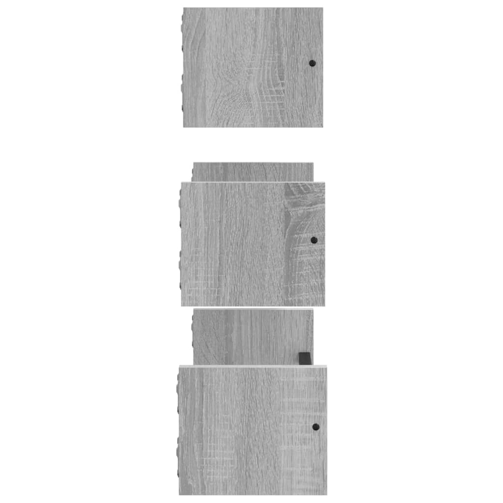 Set Mensole Parete con Aste 3pz Grigio Sonoma Legno Multistrato - homemem39