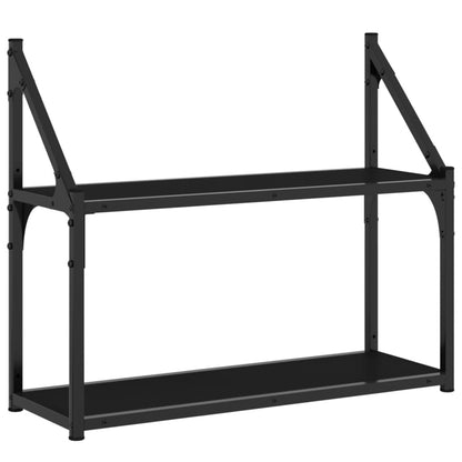 Scaffale a Parete 2 Ripiani Nero 60x21x51 cm Legno Multistrato - homemem39