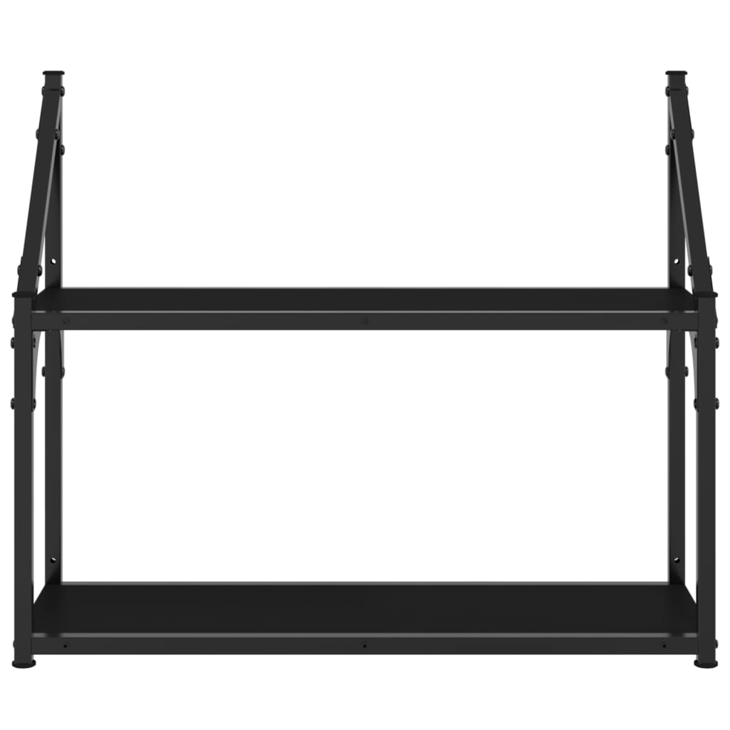 Scaffale a Parete 2 Ripiani Nero 60x21x51 cm Legno Multistrato - homemem39