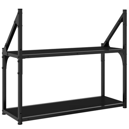 Scaffale a Parete 2 Ripiani Nero 60x21x51 cm Legno Multistrato - homemem39