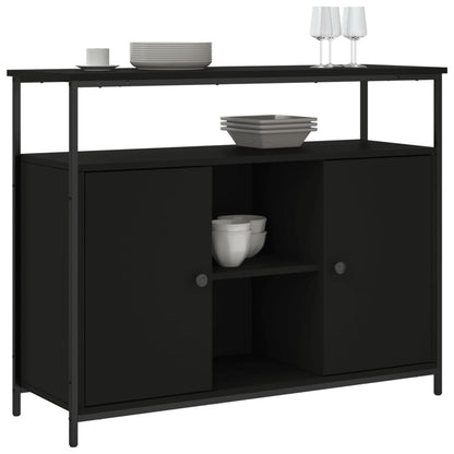 Credenza Nera 100x35x80 cm in Legno Multistrato - homemem39