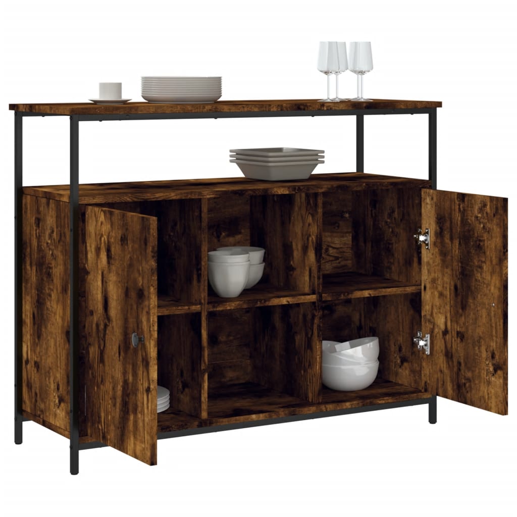 Credenza Rovere Fumo 100x35x80 cm in Legno Multistrato - homemem39