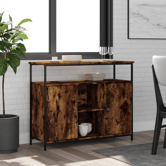 Credenza Rovere Fumo 100x35x80 cm in Legno Multistrato - homemem39