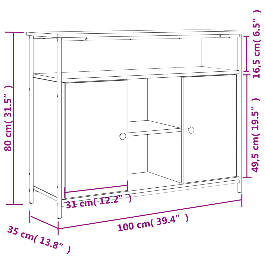 Credenza Grigio Sonoma 100x35x80 cm in Legno Multistrato - homemem39