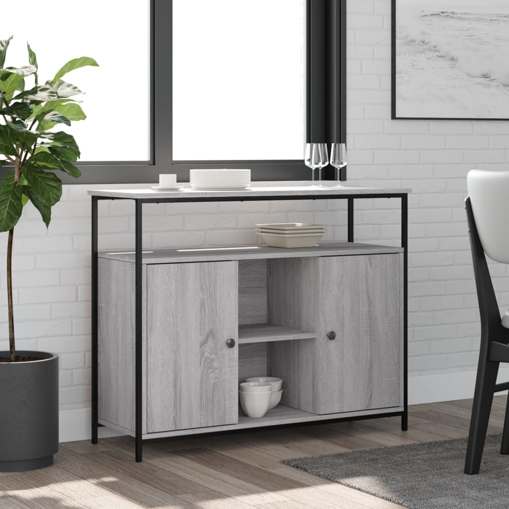 Credenza Grigio Sonoma 100x35x80 cm in Legno Multistrato - homemem39