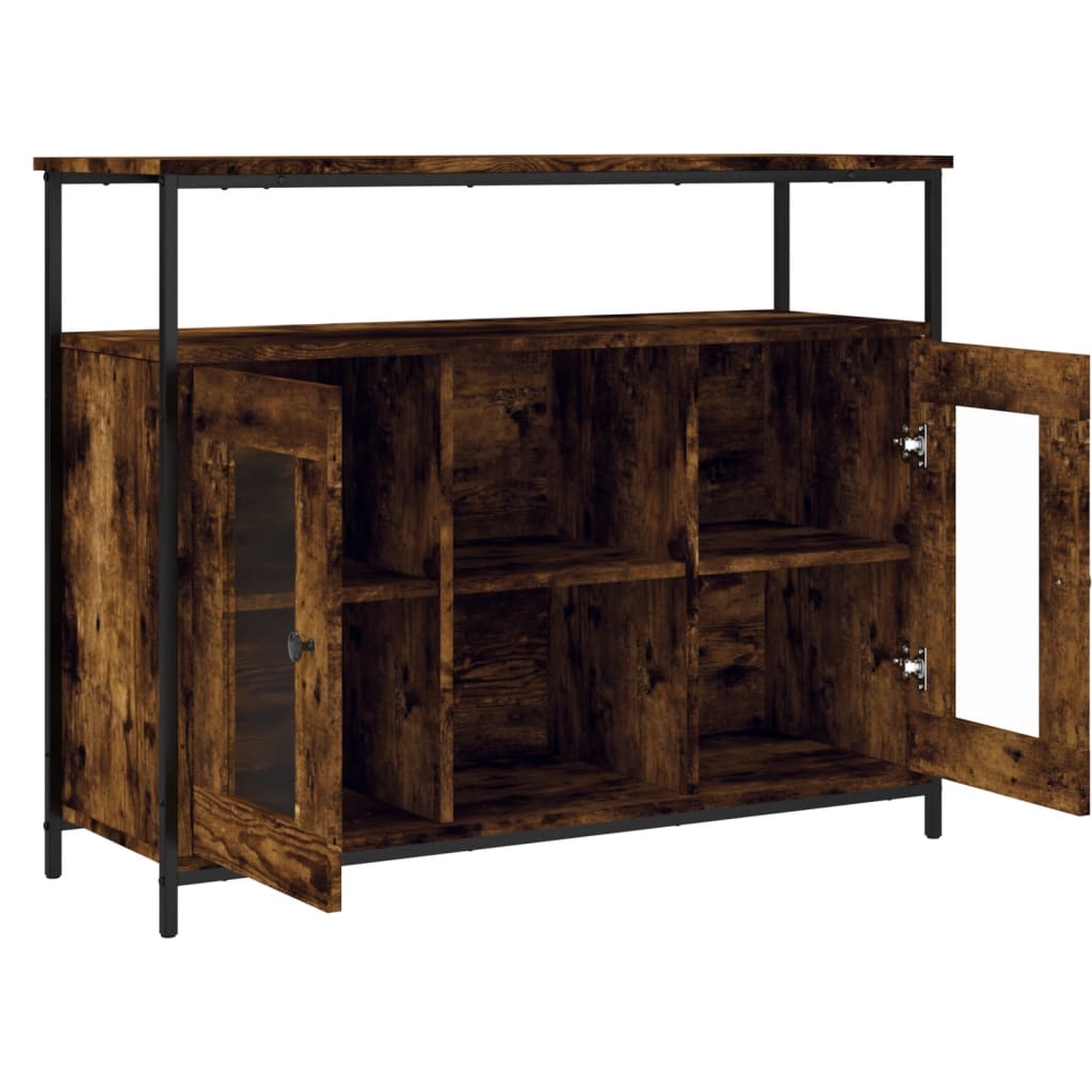 Credenza Rovere Fumo 100x35x80 cm in Legno Multistrato - homemem39