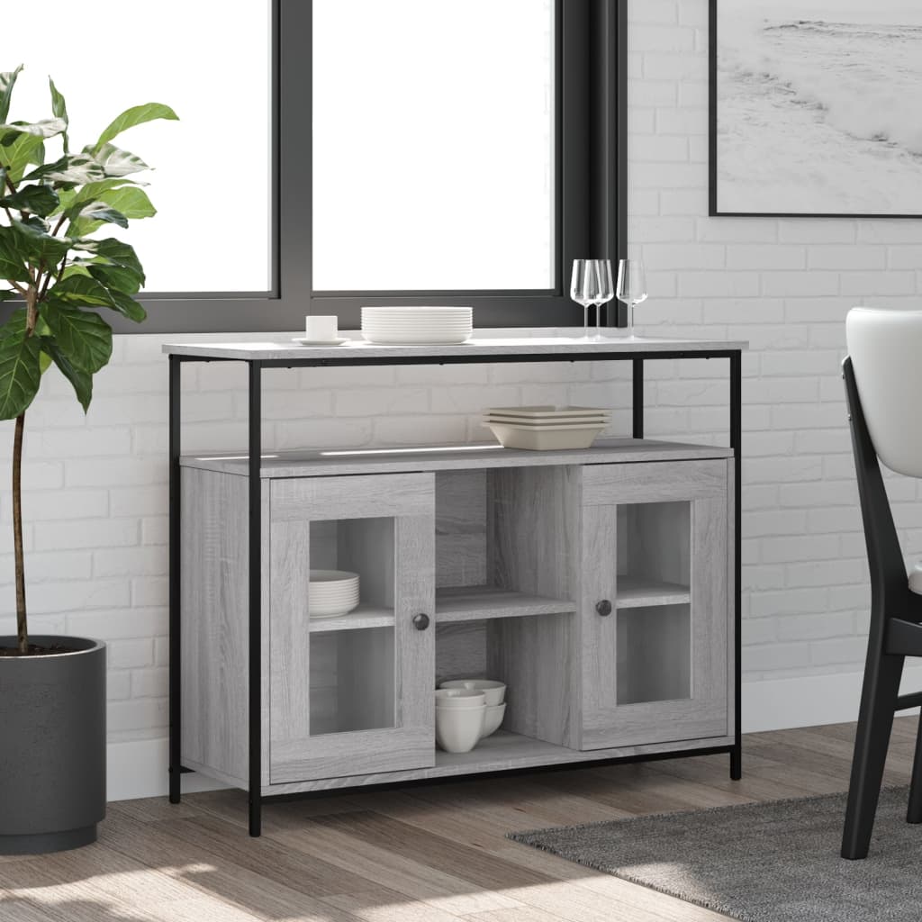 Credenza Grigio Sonoma 100x35x80 cm in Legno Multistrato - homemem39