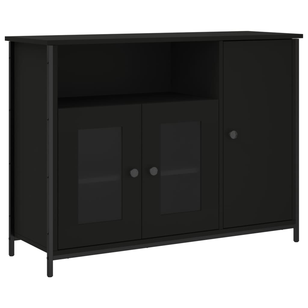 Credenza Nera 100x35x75 cm in Legno Multistrato - homemem39