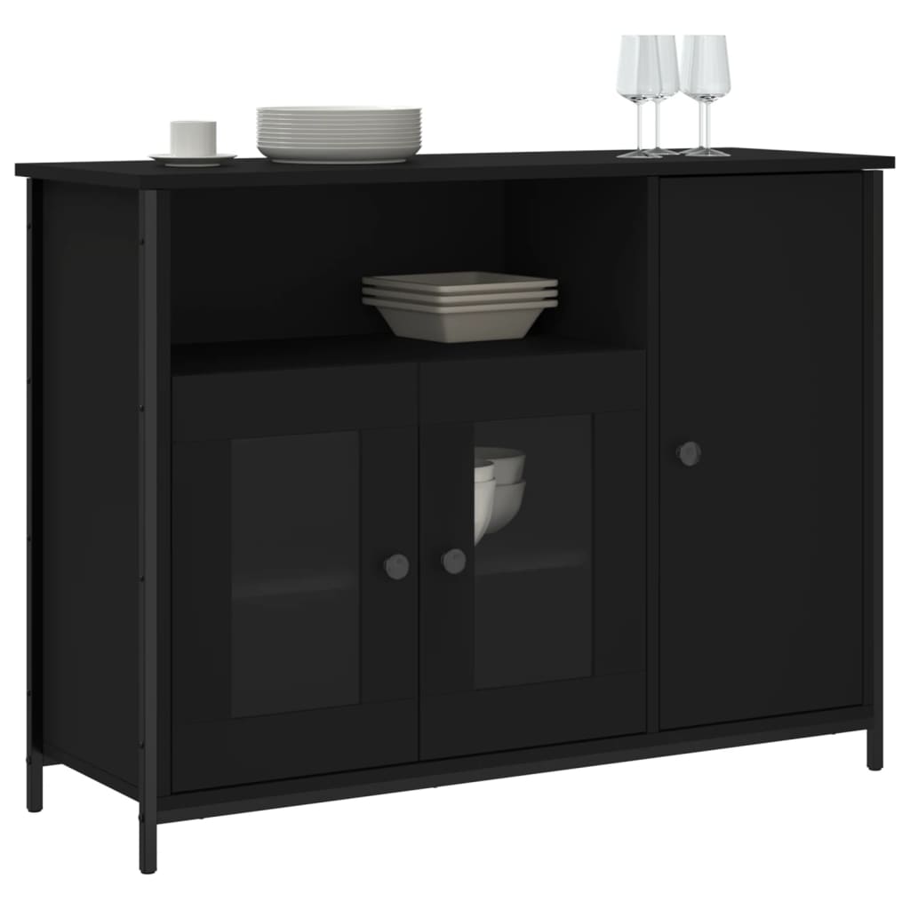 Credenza Nera 100x35x75 cm in Legno Multistrato - homemem39