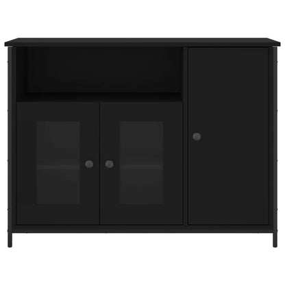 Credenza Nera 100x35x75 cm in Legno Multistrato - homemem39