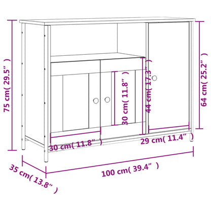 Credenza Grigio Sonoma 100x35x75 cm in Legno Multistrato - homemem39