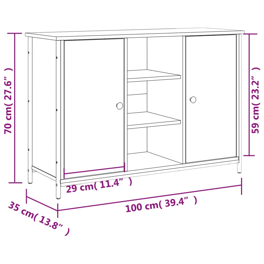 Credenza Rovere Sonoma 100x35x70 cm in Legno Multistrato - homemem39