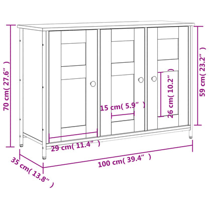 Credenza Nera 100x35x70 cm in Legno Multistrato - homemem39