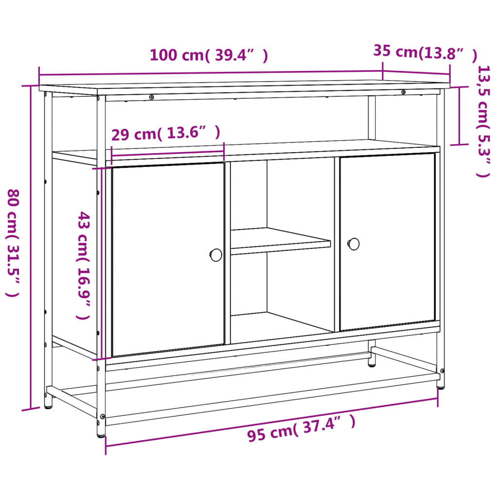 Credenza Rovere Sonoma 100x35x80 cm in Legno Multistrato - homemem39