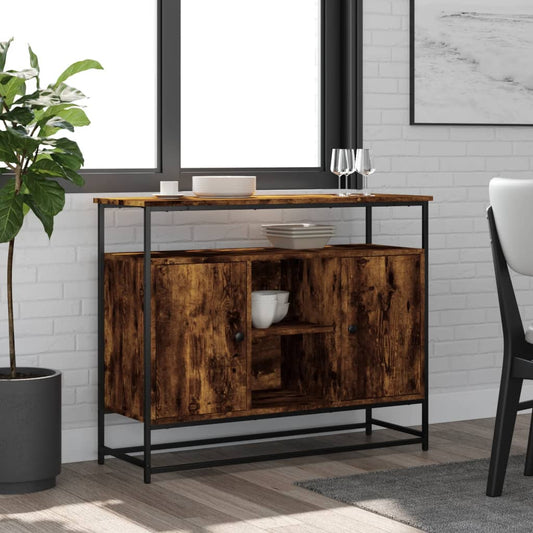 Credenza Rovere Fumo 100x35x80 cm in Legno Multistrato - homemem39