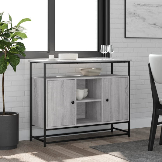 Credenza Grigio Sonoma 100x35x80 cm in Legno Multistrato - homemem39