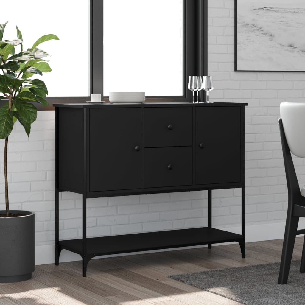 Credenza Nera 100x36x85 cm in Legno Multistrato - homemem39