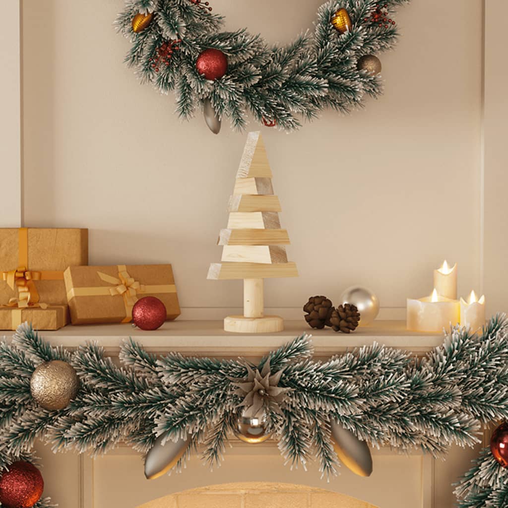 Alberi di Natale Decorativi in Legno 2pz 30cm Massello di Pino - homemem39