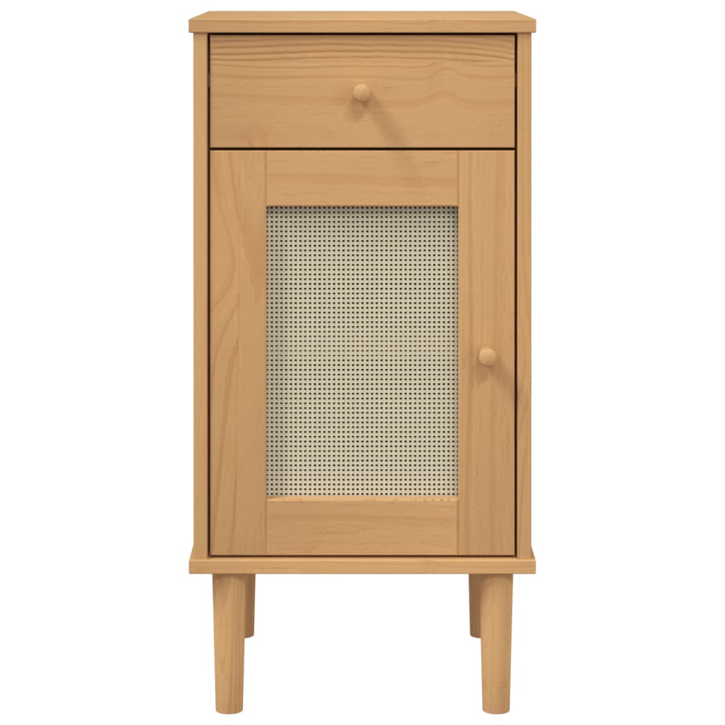 Comodino SENJA Aspetto Rattan Marrone 40x35x80 cm in Legno Pino - homemem39