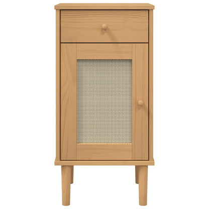 Comodino SENJA Aspetto Rattan Marrone 40x35x80 cm in Legno Pino - homemem39