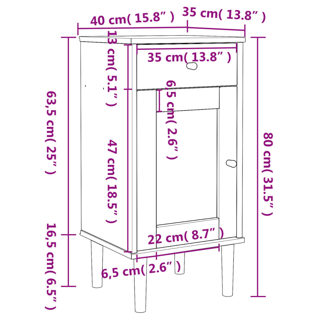 Comodino SENJA Aspetto Rattan Marrone 40x35x80 cm in Legno Pino - homemem39