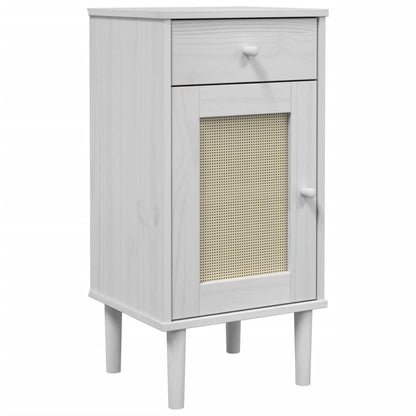 Comodino SENJA Aspetto Rattan Bianco 40x35x80 cm in Legno Pino - homemem39