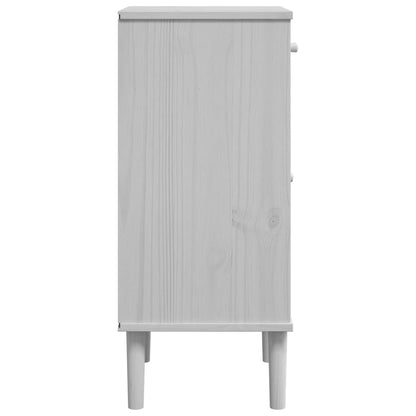 Comodino SENJA Aspetto Rattan Bianco 40x35x80 cm in Legno Pino - homemem39