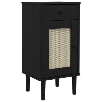 Credenza SENJA Aspetto Rattan Nero 40x35x80 cm Massello di Pino - homemem39