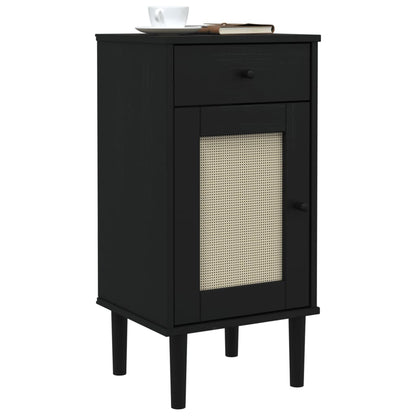 Credenza SENJA Aspetto Rattan Nero 40x35x80 cm Massello di Pino - homemem39