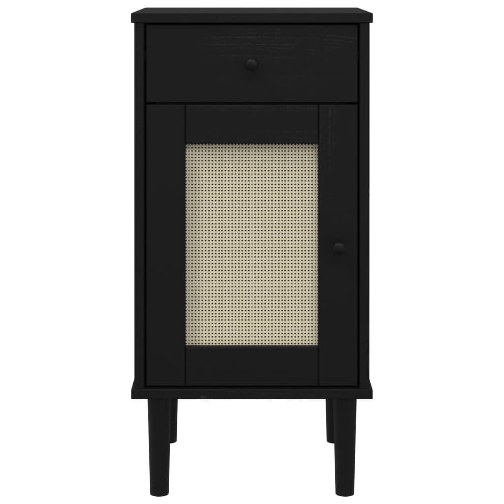 Credenza SENJA Aspetto Rattan Nero 40x35x80 cm Massello di Pino - homemem39